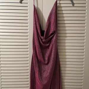 SHEIN Sparkling Pink Backless Dress